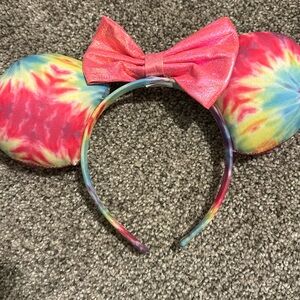 Minnie mouse tie-dye headband, pink bow